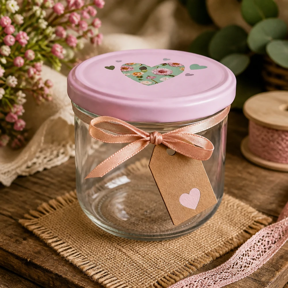260 ml væltet glas + BasicSeal låg hjerte rosa UNiTWIST 260 ml væltet glas + BasicSeal låg hjerte rosa UNiTWIST