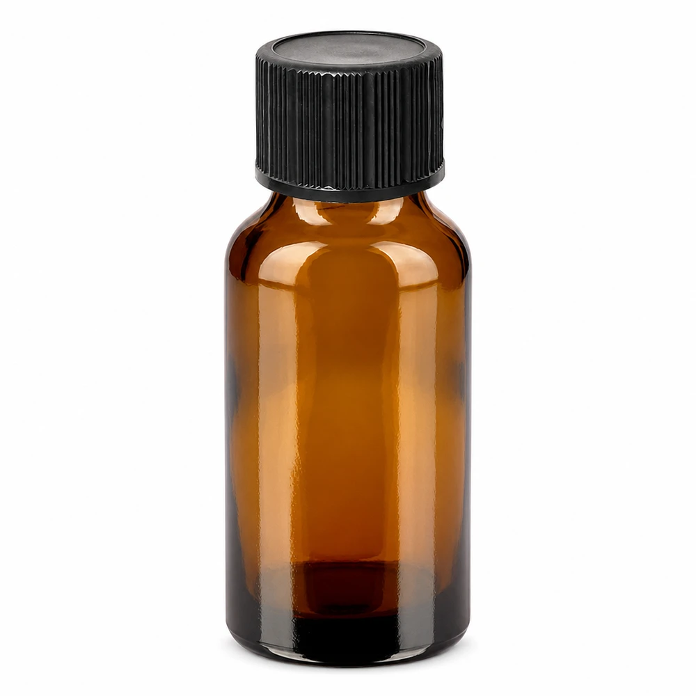 20 ml dråbeflaske 1 mm sort STD BrownLine UT18/20 20 ml dråbeflaske brun med sort hætte til æteriske olier og tinkturer