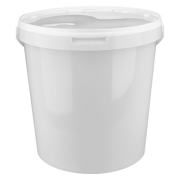 10,7 liters spand af hvid PP-plast med låg