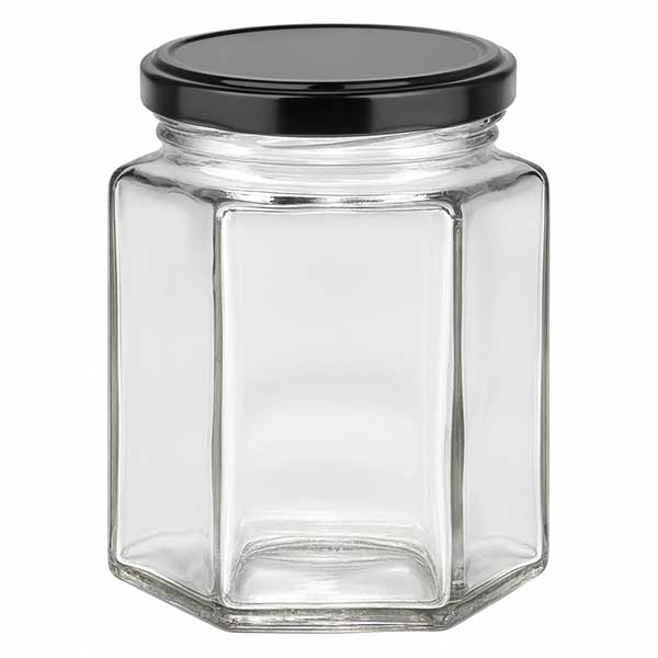 196 ml hexa-krukke med BasicSeal-låg sort UNiTWIST