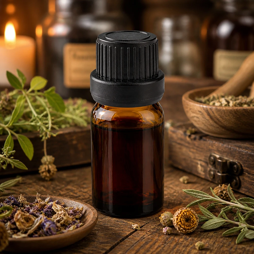 5ml Dropperflaske 2mm sort OV BrownLine UT18/5 Kompakt 5 ml brun glasflaske med sort dråbehætte til urteessenser og tinkturer