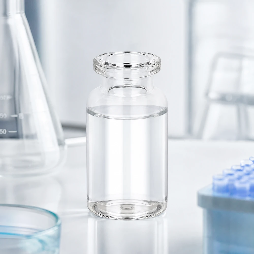 Injektionsflaske i klart glas 10 ml Injektionsflasche 10ml aus hochwertigem Klarglas mit flachem Boden und weitem Öffnungsrand