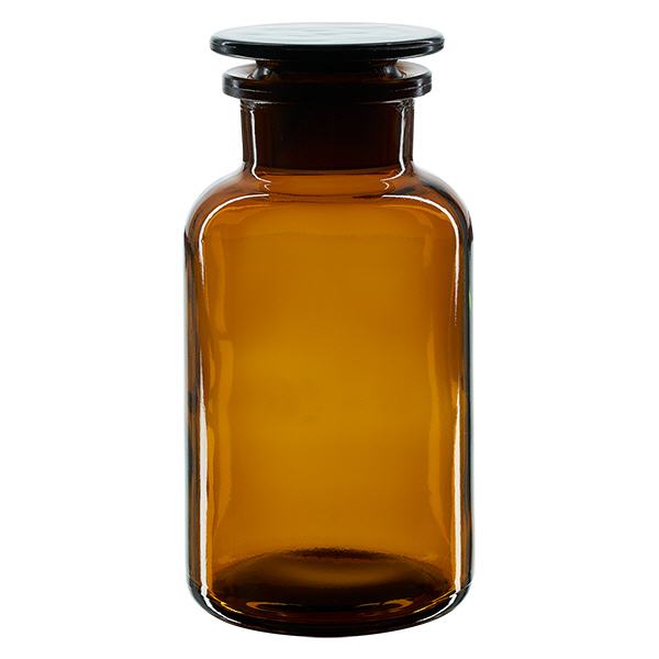 Rund skulderflaske 500 ml brun glasprop med bred hals