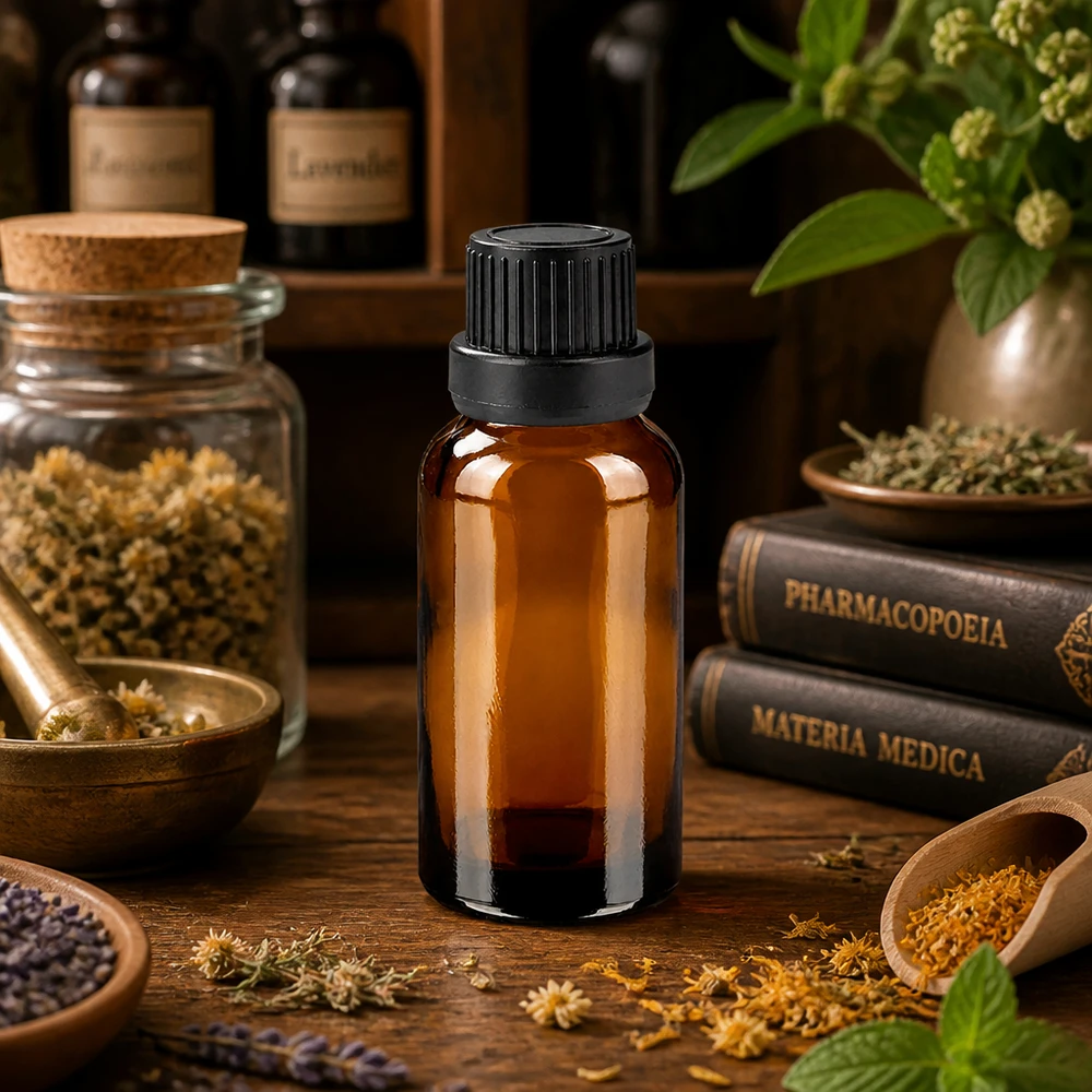 20 ml dråbeflaske 2 mm sort OV BrownLine UT18/20 Apotekerflaske 20 ml med præcis 2 mm dråbetæller til homøopatiske midler og essenser