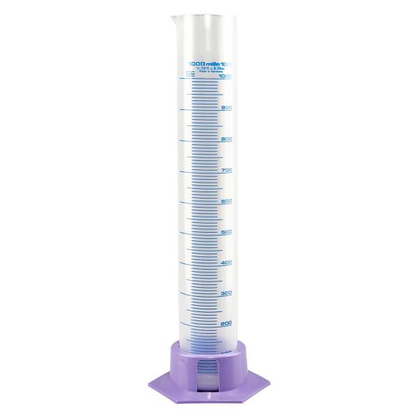 1000 ml målecylinder PP, gradueret med lilla bund 1000 ml målecylinder PP, gradueret med lilla bund