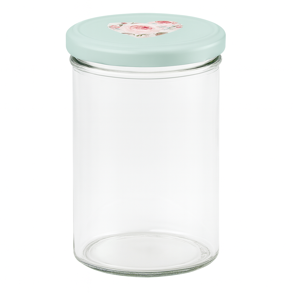 435 ml væltet glas + BasicSeal låg hjerte mint UNiTWIST