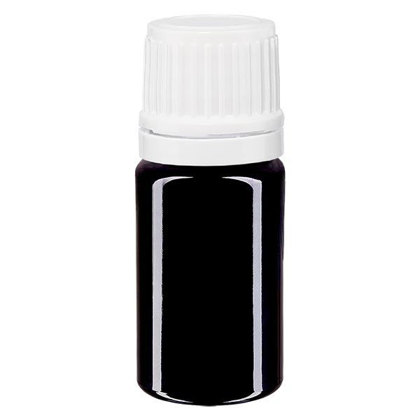 Apoteksflaske viol. 5ml skruelåg hvid OV