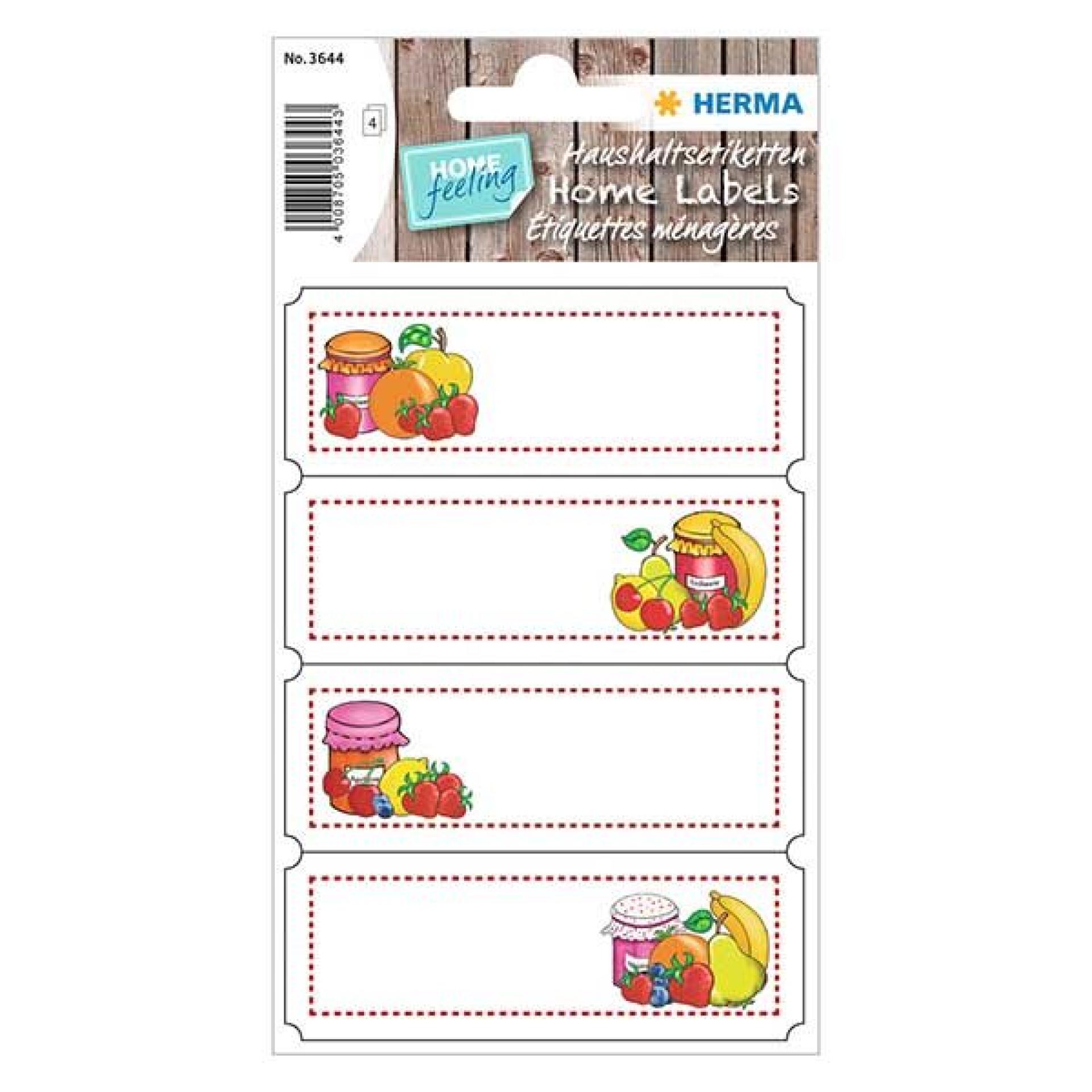 Køkkenetiketter "Frugtudvalg" (16 klistermærker) 4 ark = 16 papirklistermær...