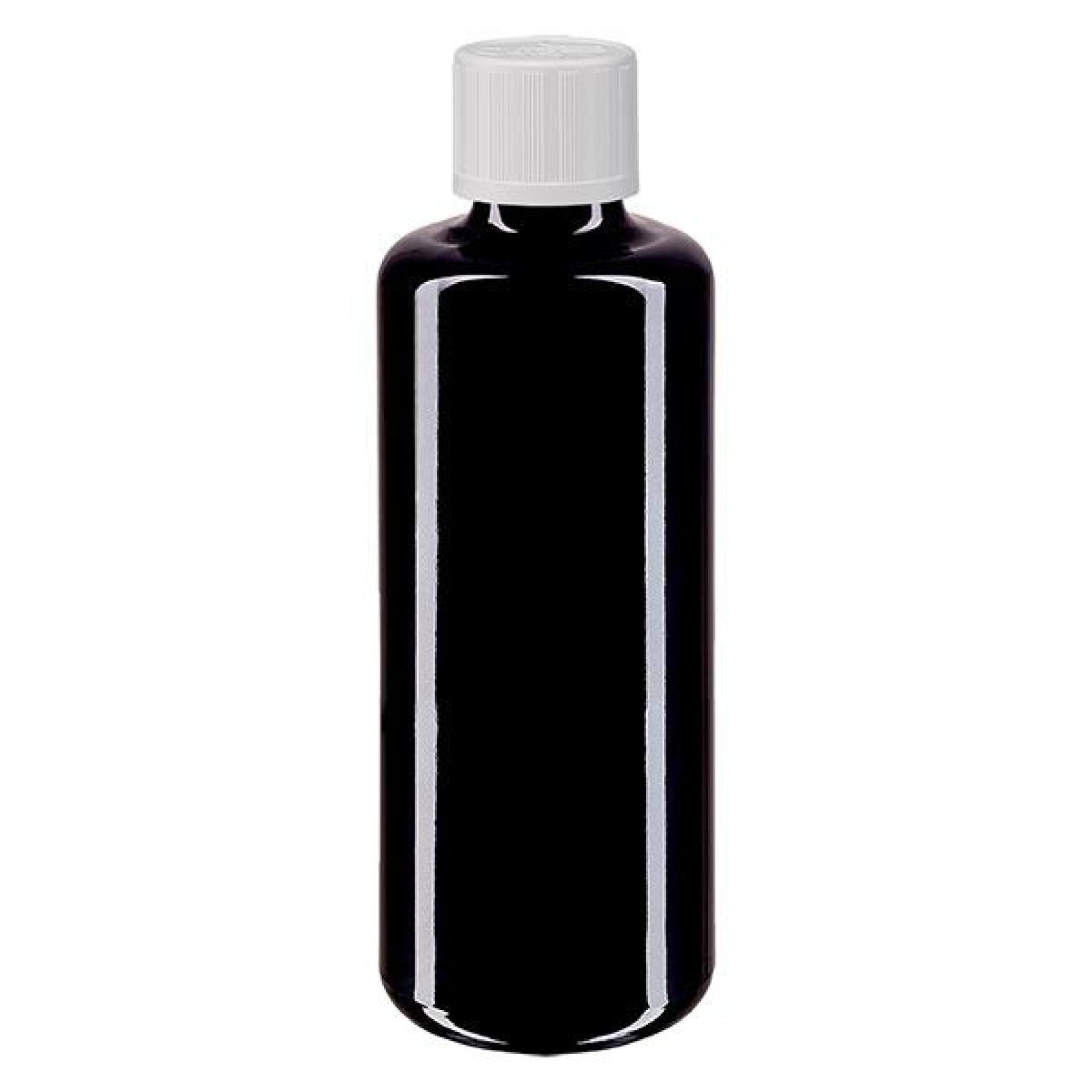 Apoteksflaske viol. 100ml skruelåg hvid KiSi St