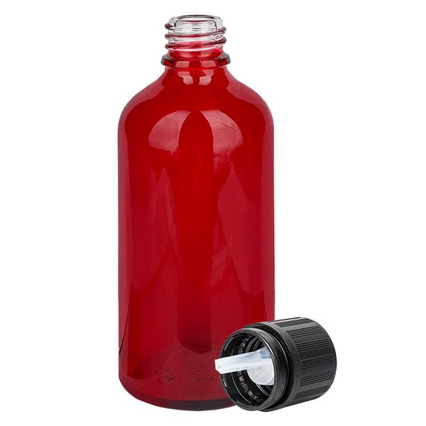 100 ml dråbeflaske 1mm s. OV KiSi Bli RedL. UT18/100