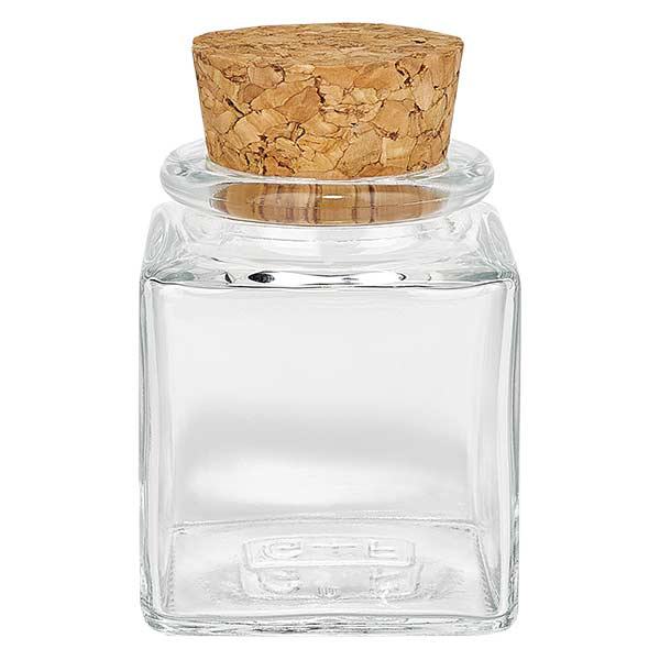 Quadratus 40ml klar, åbning 28mm, m. kork. 27.5/31.5