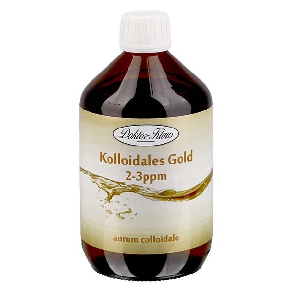 500 ml kolloidt guld Doktor-Klaus, 2-3ppm, til genopfyldning, i brun PET-flaske