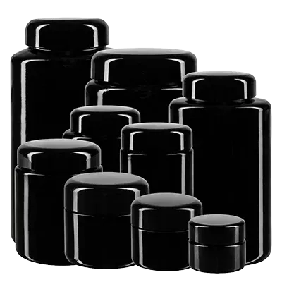 Violette glaskrukker (Miron-glas)