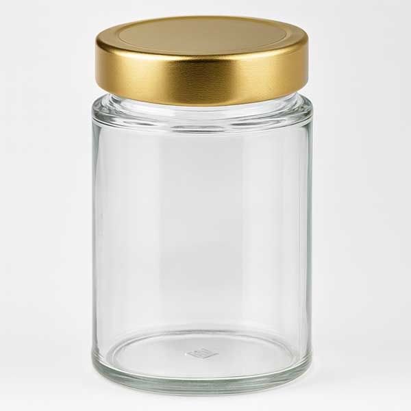 202 ml rund krukke med BasicSeal-låg guld dyb UNiTWIST