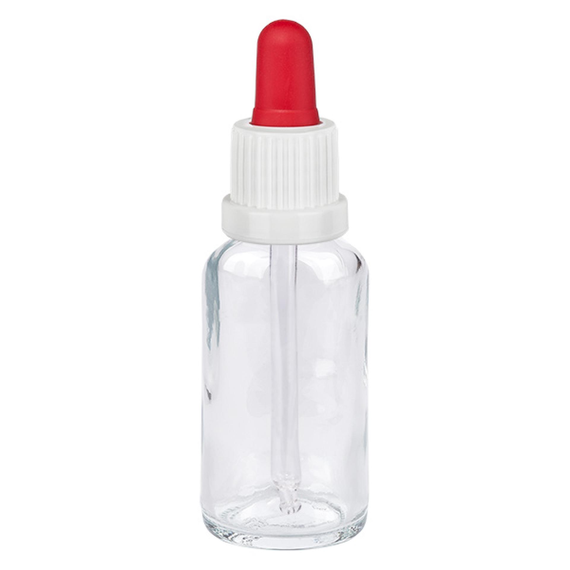 20 ml pipetteflaske hvid/rød OV ClearL. UT18/20