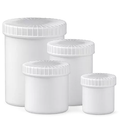 Hvide skruelågsbokse med rillet låg