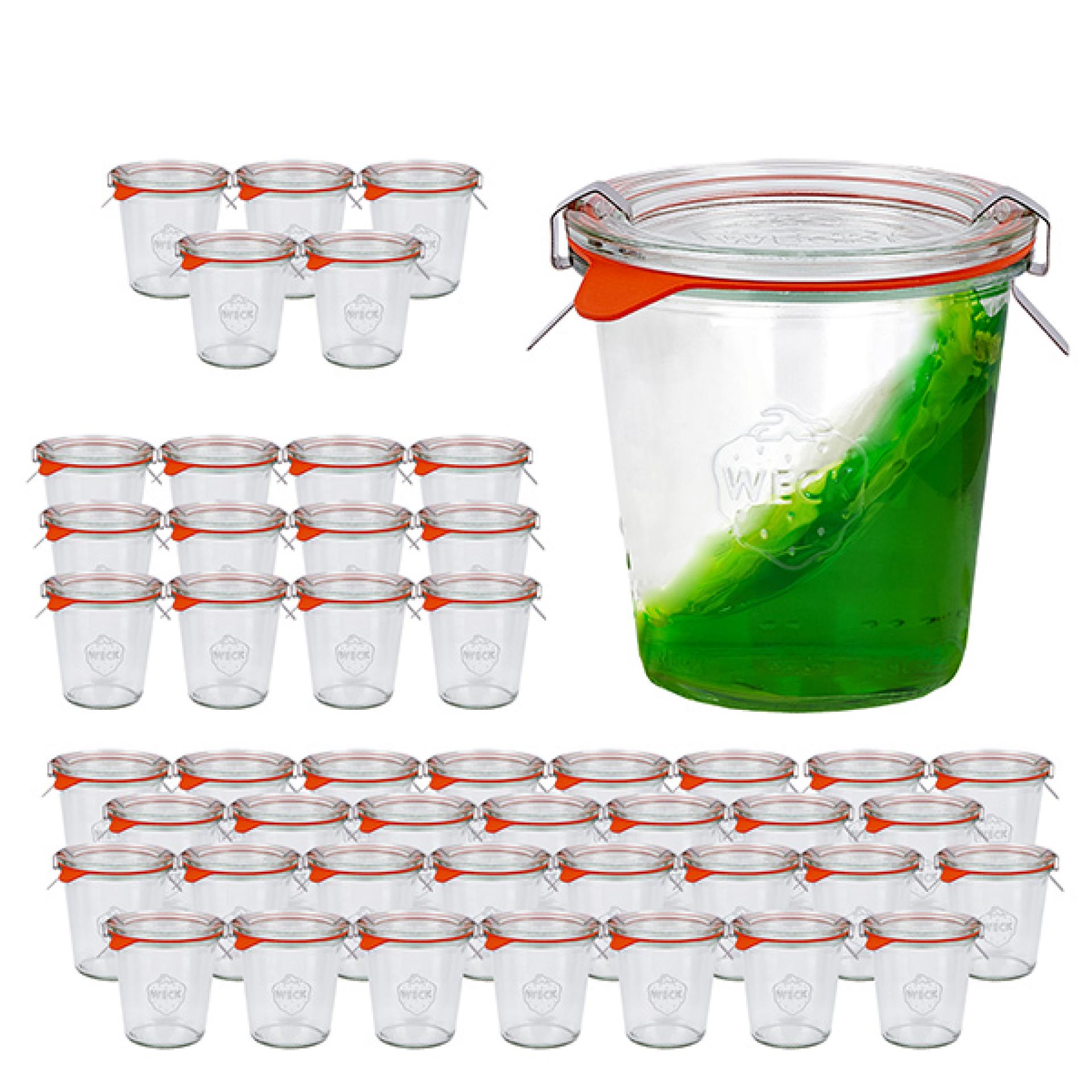 Sæt med 48 Weck Briller 290 ml høje, 1/5L glas