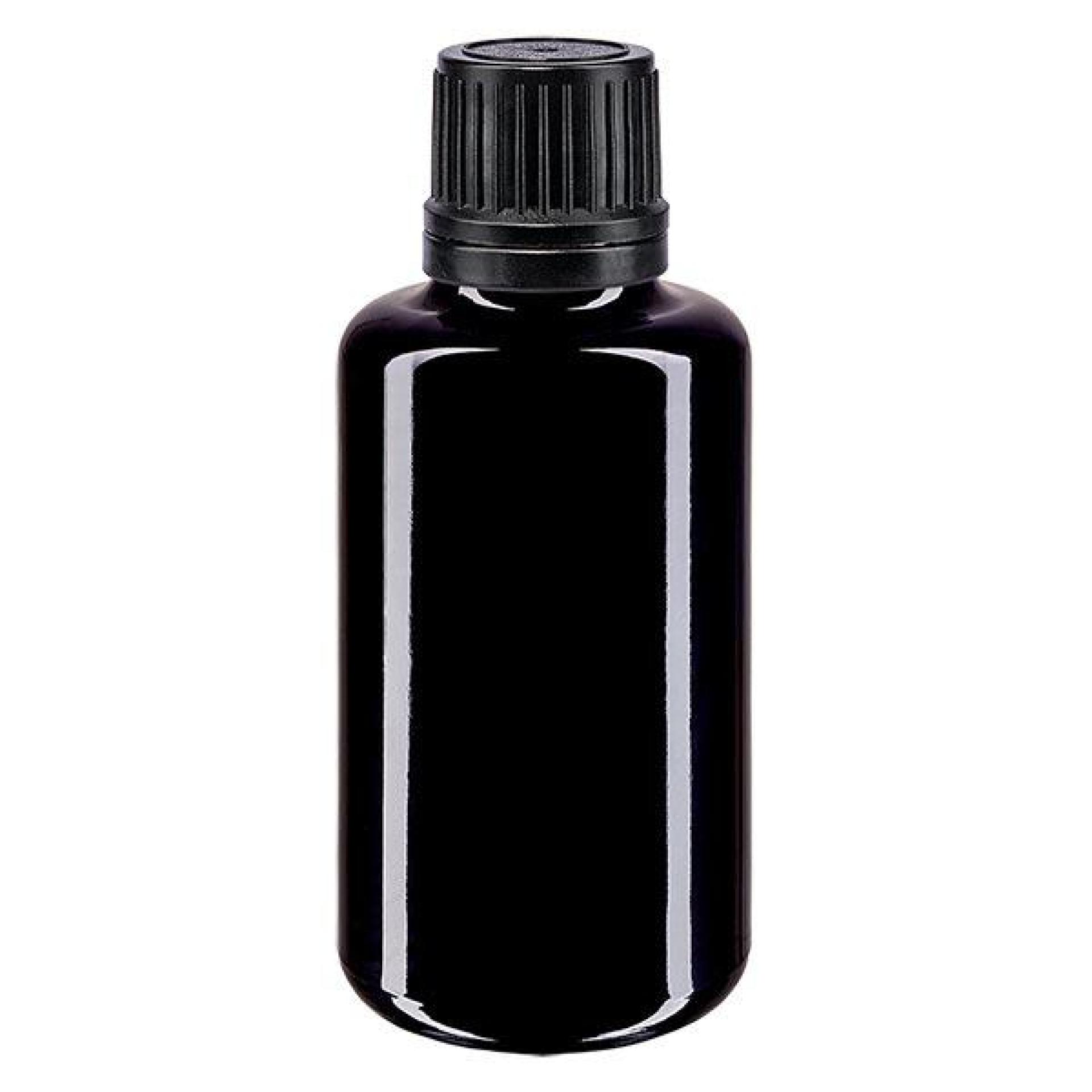 Apoteksflaske viol. 30ml dryp v. Pr. 1mm sort OV