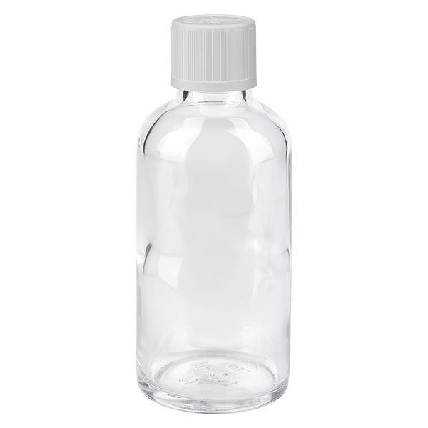 Apoteksflaske klar 50 ml skruelåg hvid KiSi St