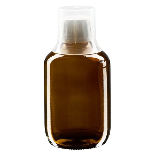 200 ml medicinflaske brun, hætte OV med doseringsbæger 30 ml ApoGlas. Farmace...