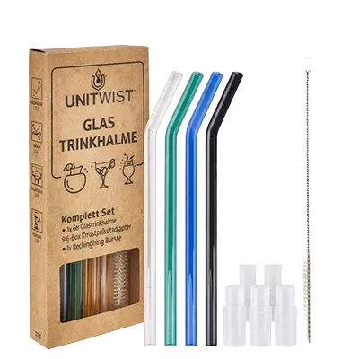 Sæt med sugerør af glas