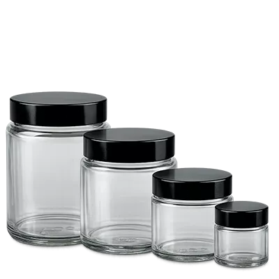 Gennemsigtige glaskrukker