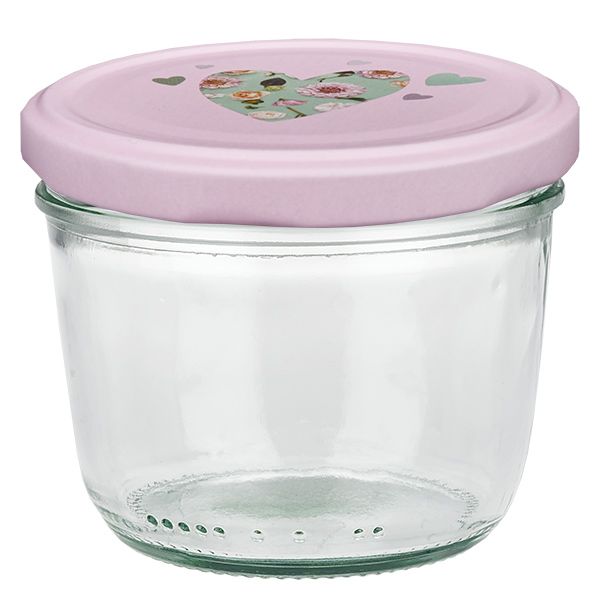 230 ml væltet glas + BasicSeal låg hjerte rosa UNiTWIST