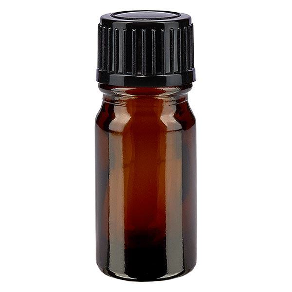 Apoteksflaske brun 5ml dryp v. 1mm sort pc