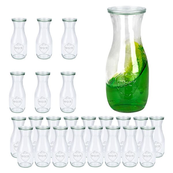 Sæt med 24 Weck-krukker 530 ml juiceflaske med 24 glaslåg