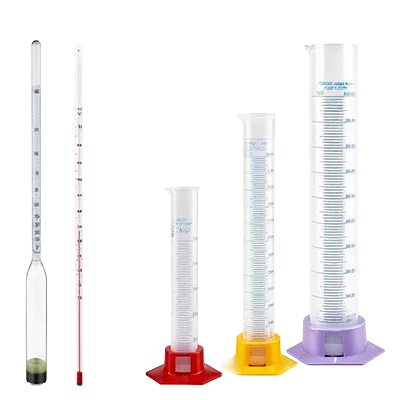 Målecylindre, termometre og alkoholometre